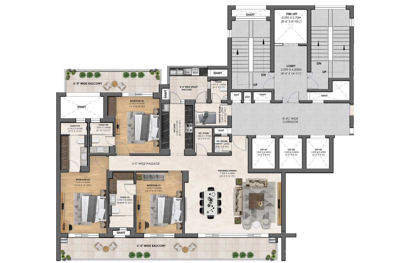 The Magique Homes 3 BHK Premium Residence - Floor Plan