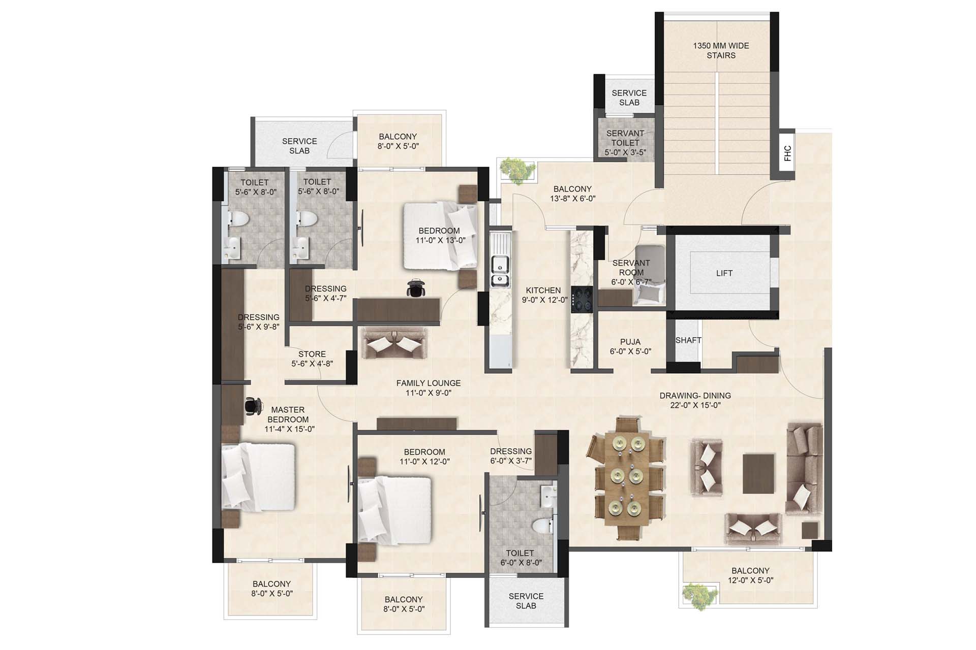Umbera Homez 4 BHK Luxury Apartment Gallery 0